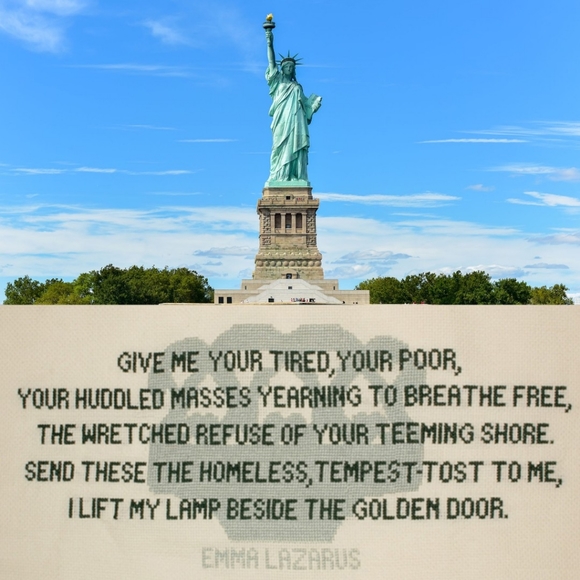 Needlepoint Statue of Liberty Emma Lazarus Poem - Picture 3 of 7